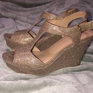Glittery wedge heels